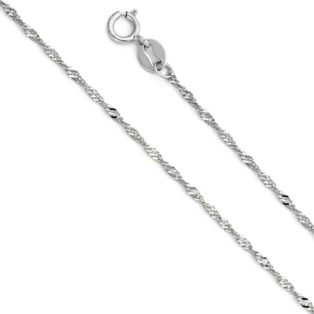 14K White Gold 1.2mm Singapore Chain 16" inches long